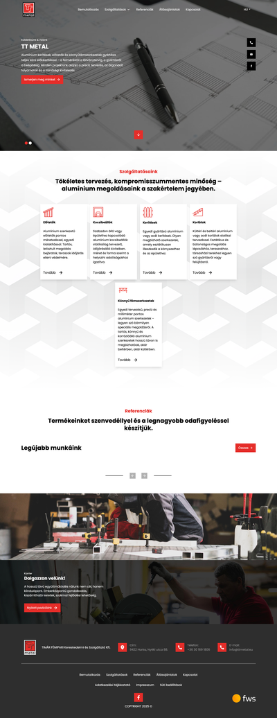 TT Metál - Timár Fémipari Kft. oldalról készített képernyőkép