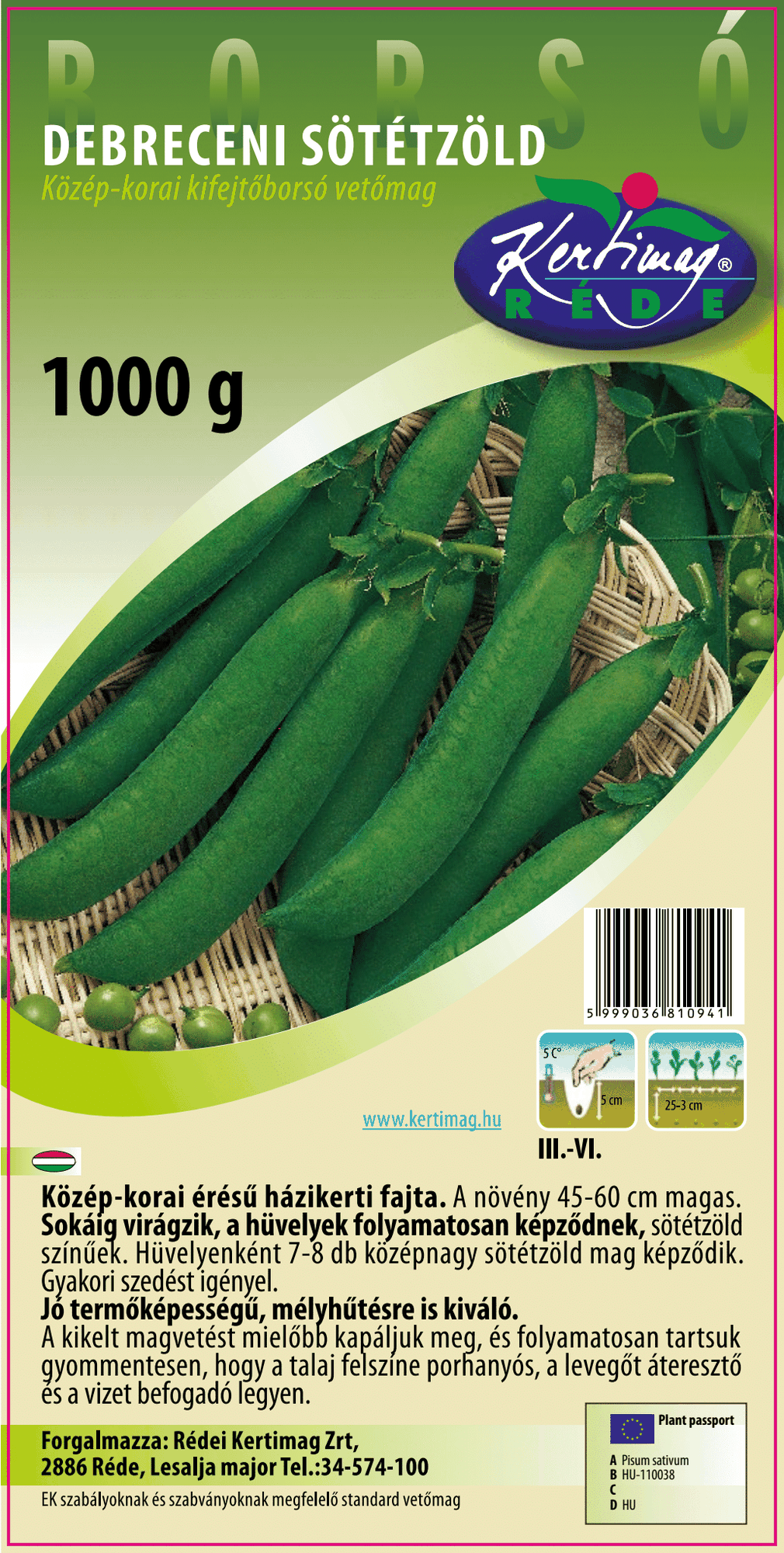 Kifejtőborsó Debreceni sötétzöld 1000 g termék képe