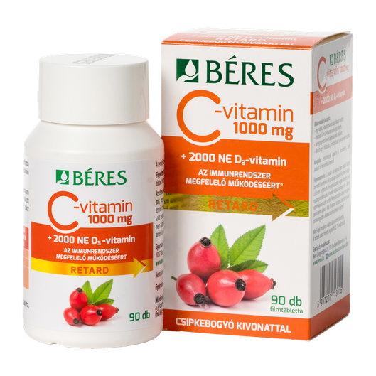 Béres C-vitamin1000mg Csipkeb.D3 2000NE ret.tabl. (90x)
