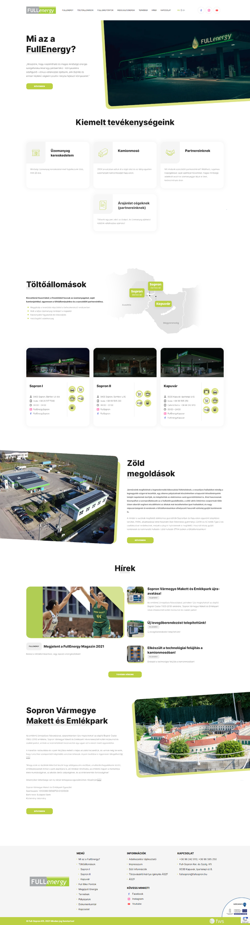 FullEnergy Weboldal oldalról készített képernyőkép
