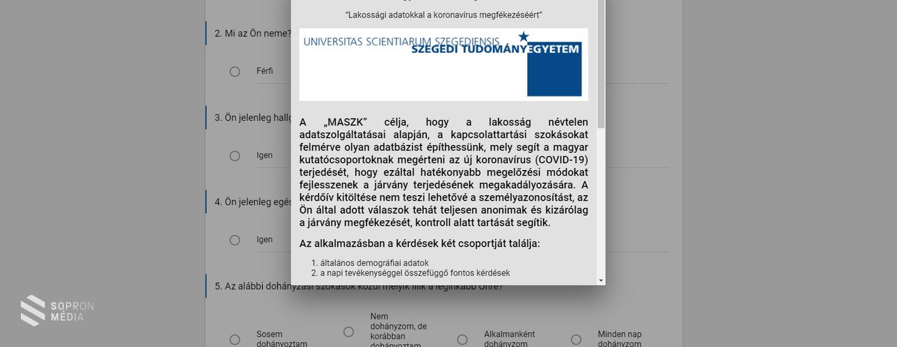 Kérdőív segítheti a koronavírus-járvány terjedésének modellezését