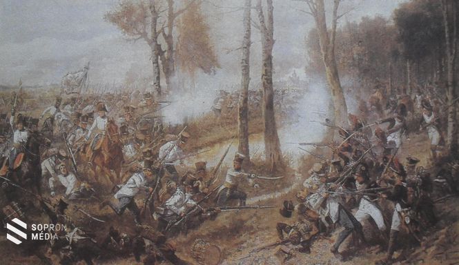 Fritz Neumann: A 19. magyar gyalogezred rohama a lipcsei csatában (1813)