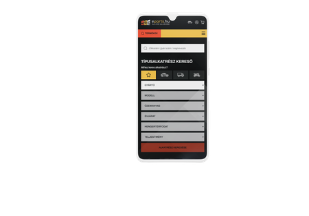 eparts.hu weboldalának mobilos nézete