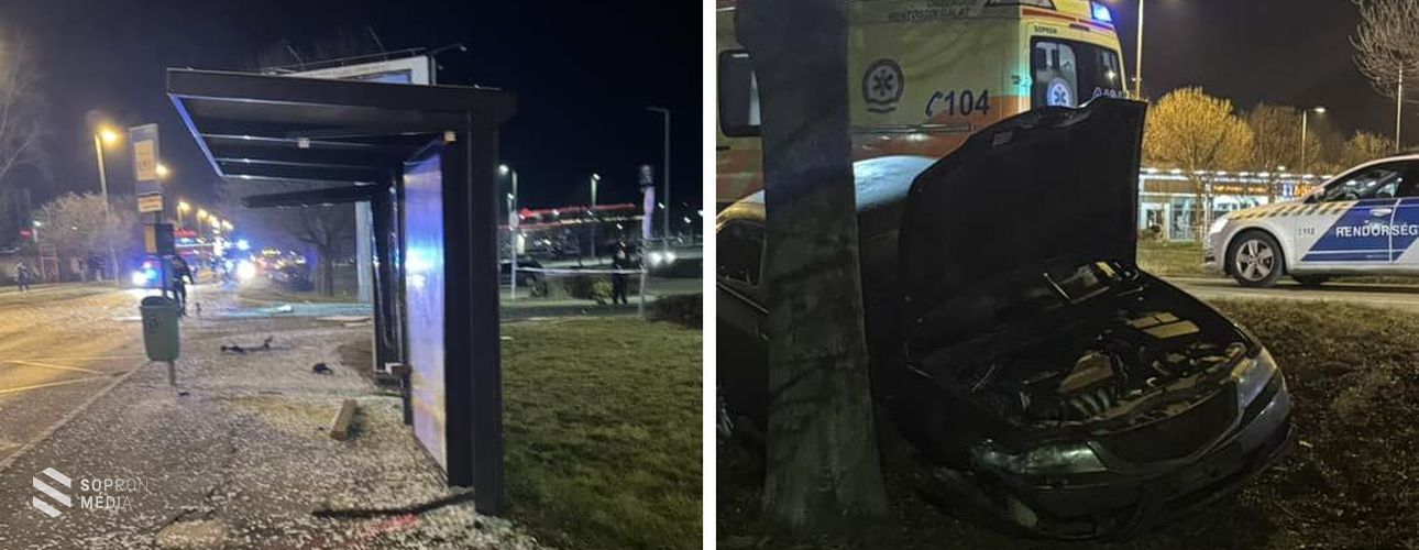 Buszmegállónak hajtott egy autó az Ipar körúton