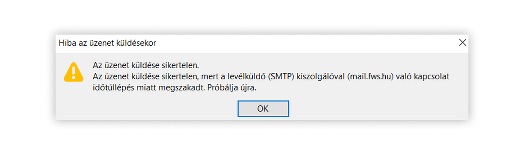Általános hibaüzenet olyan esetekre például, amikor nincs internetkapcsolat, vagy nem megfelelőek a beállítások.
