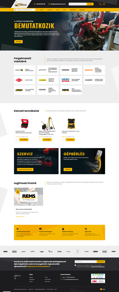 Székely Szerszám webshop oldalról készített képernyőkép