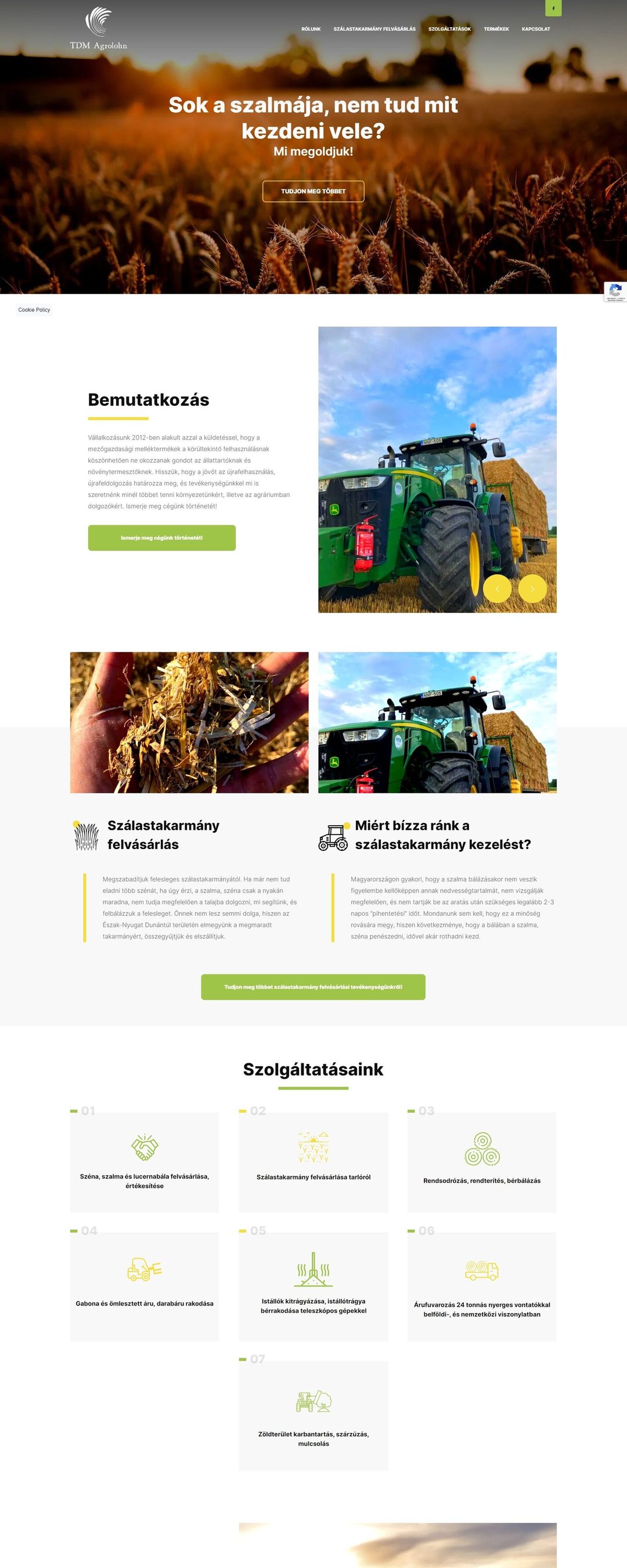 TDM Agrolohn Egyedi Weboldal – nyitóoldal