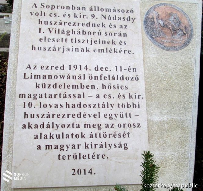  A soproni Nádasdy-huszárok emléktáblája