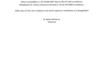 Háziorvos rendelés