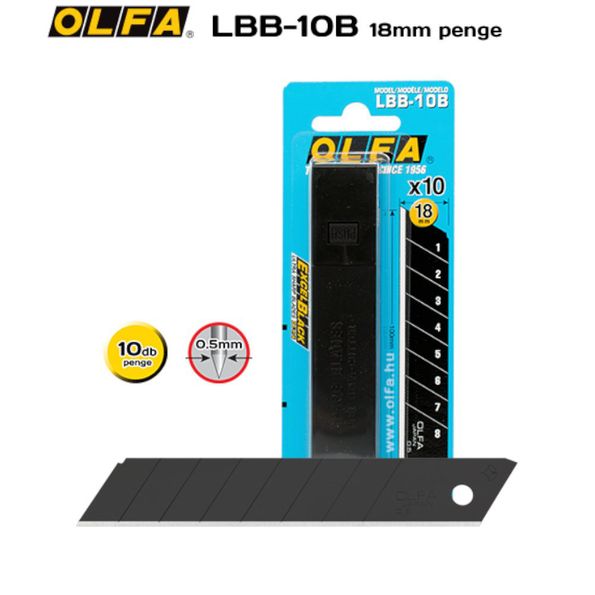 Olfa pótpenge, 18mm, edzett, 10db/cs. LBB-10B