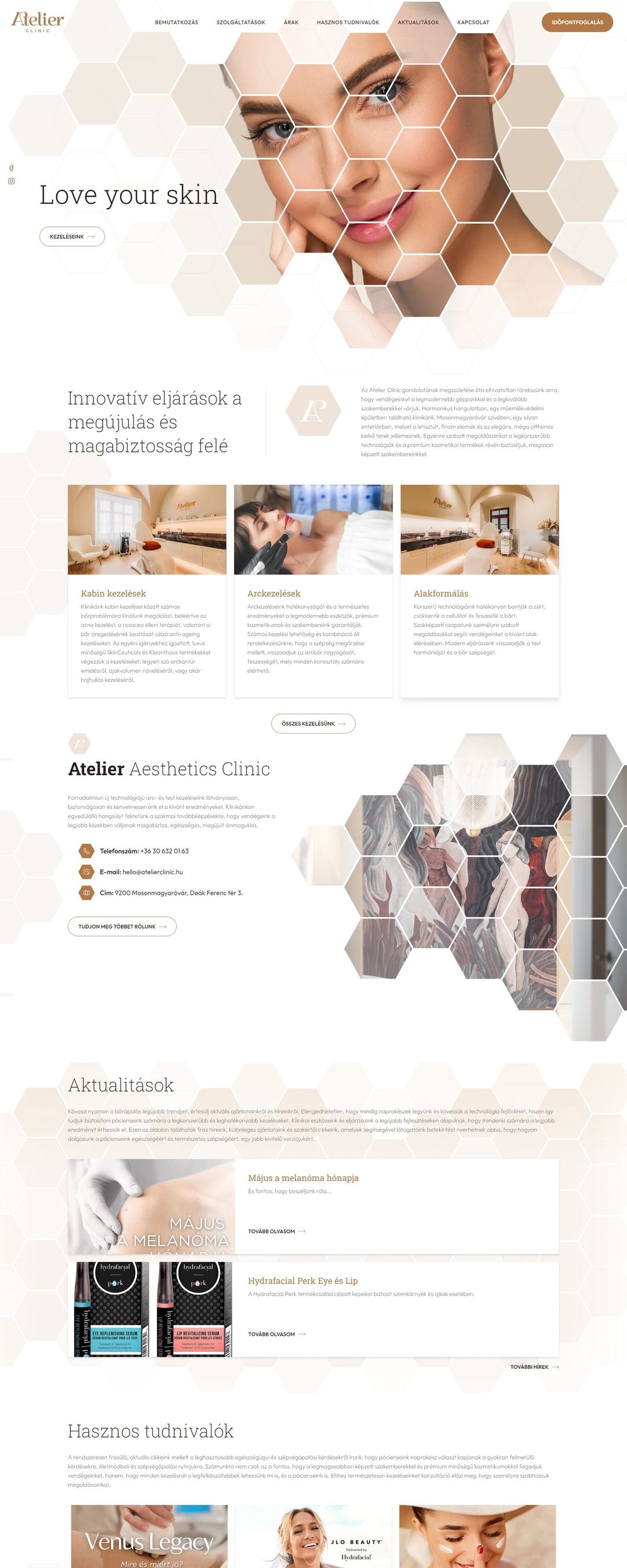 Atelier Esztétikai Klinika – nyitóoldal
