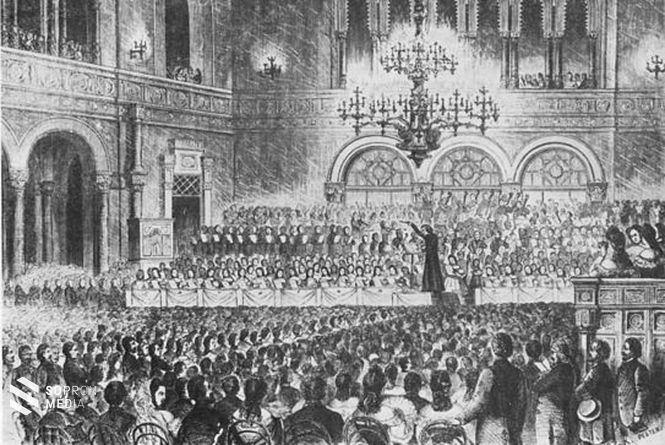 Liszt vezényel az árvízkárosultak megsegítésére rendezett koncertjén a Vigadóban (1839) 