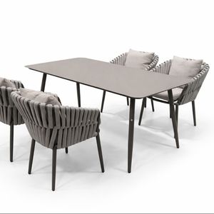 Regalis 5-teiliges Garten-Esszimmer-Set, Aluminiumgestell, Seilgeflecht, beige 232.690 Ft