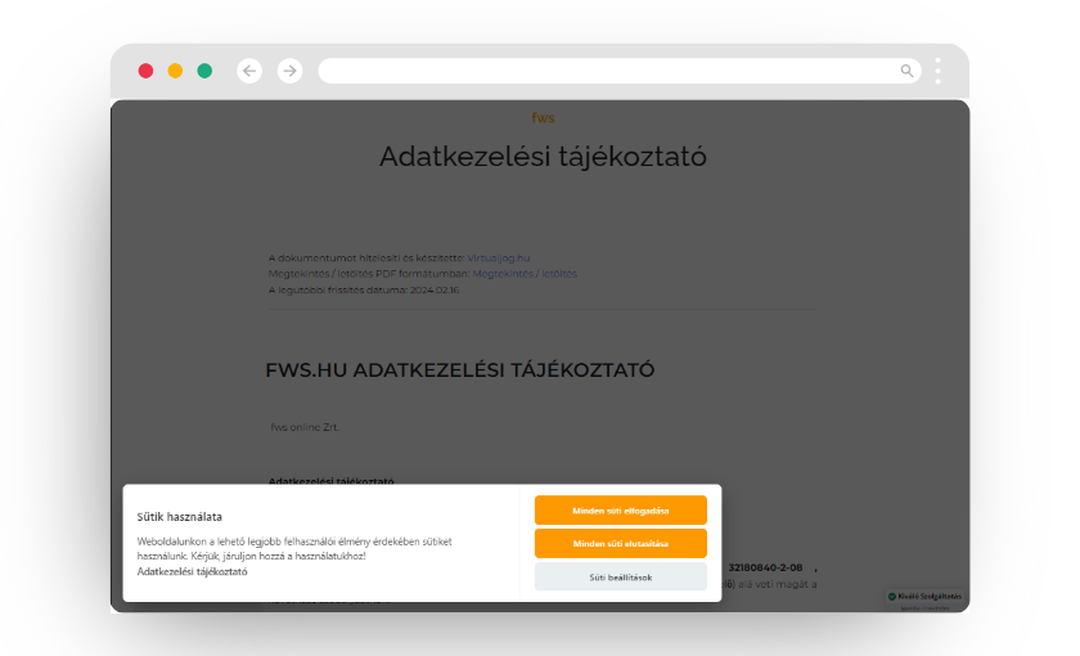 Honlapunkon te is megtalálhatod a Süti tájékoztatót és az elfogadás lehetőségét