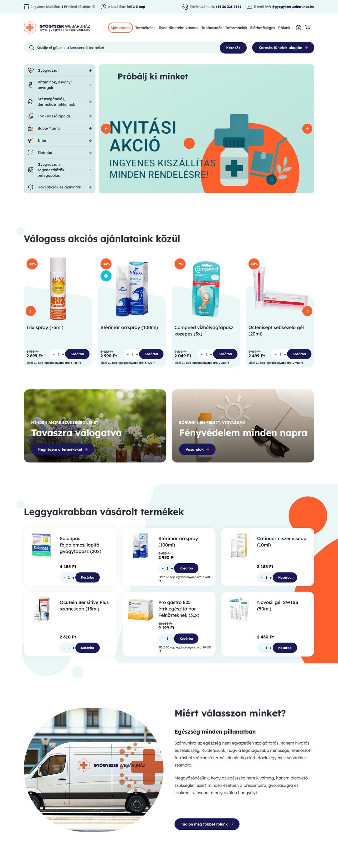 Gyógyszer Webáruház – nyitóoldal