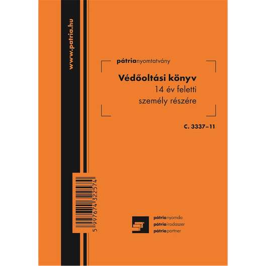 Oltási könyv, oltási napló 14 év fölött (1x)