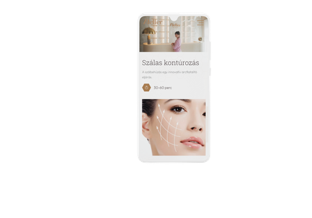 Atelier Esztétikai Klinika weboldalának mobilos nézete