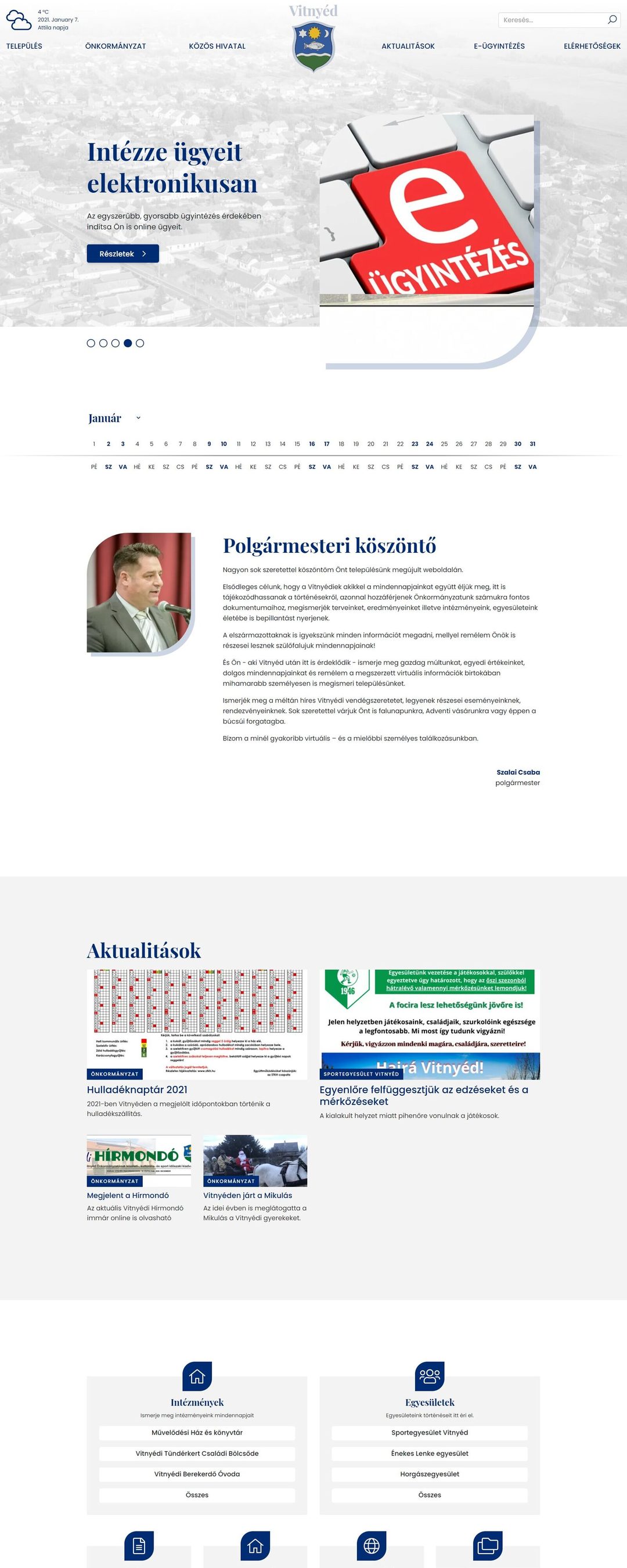 Vitnyéd község – nyitóoldal