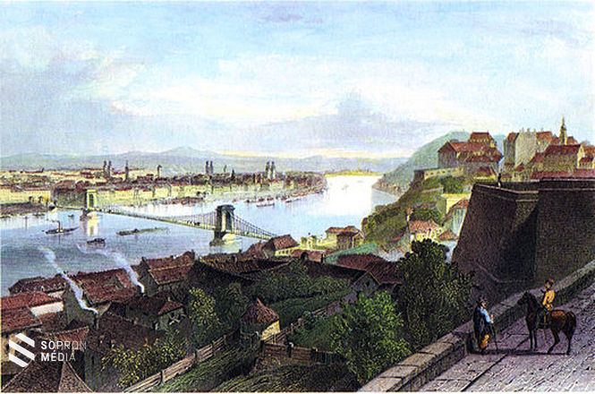 Adolphe Rouargue: A Lánchíd 1850 körül 