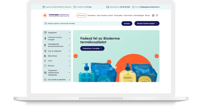 Gyógyszer Webáruház weboldalának asztali nézete