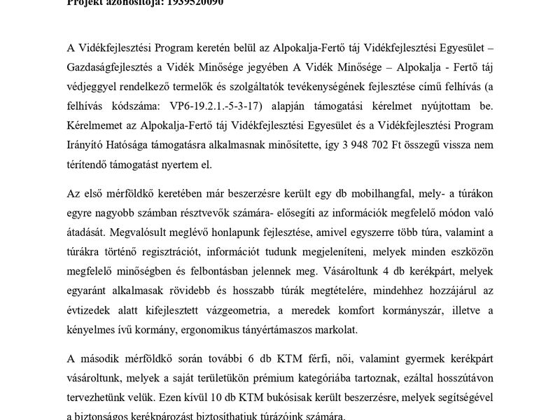 Pályázatunk