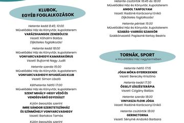 Szakkörök, klubok, tornák szolgáltatás képe