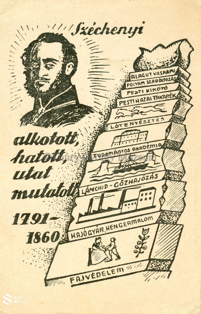 Széchenyi emlék-levelezőlap. Széchenyi István alkotott, hatott és utat mutatott. 1791-1861