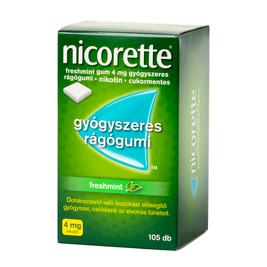 Nicorette Freshmint gum 4 mg gyógyszeres rágógumi (105x)