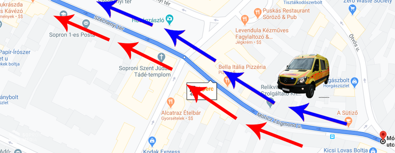 Forgalommal szemben közlekedő mentőautókra kell számítani a Móricz Zsigmond utcától