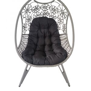 Egyszemélyes fonott pihenőszék (ezüstös szürke fonat, fekete párna) 75.690 Ft