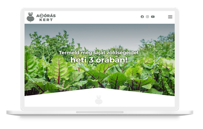 A 3 órás kert weboldalának asztali nézete