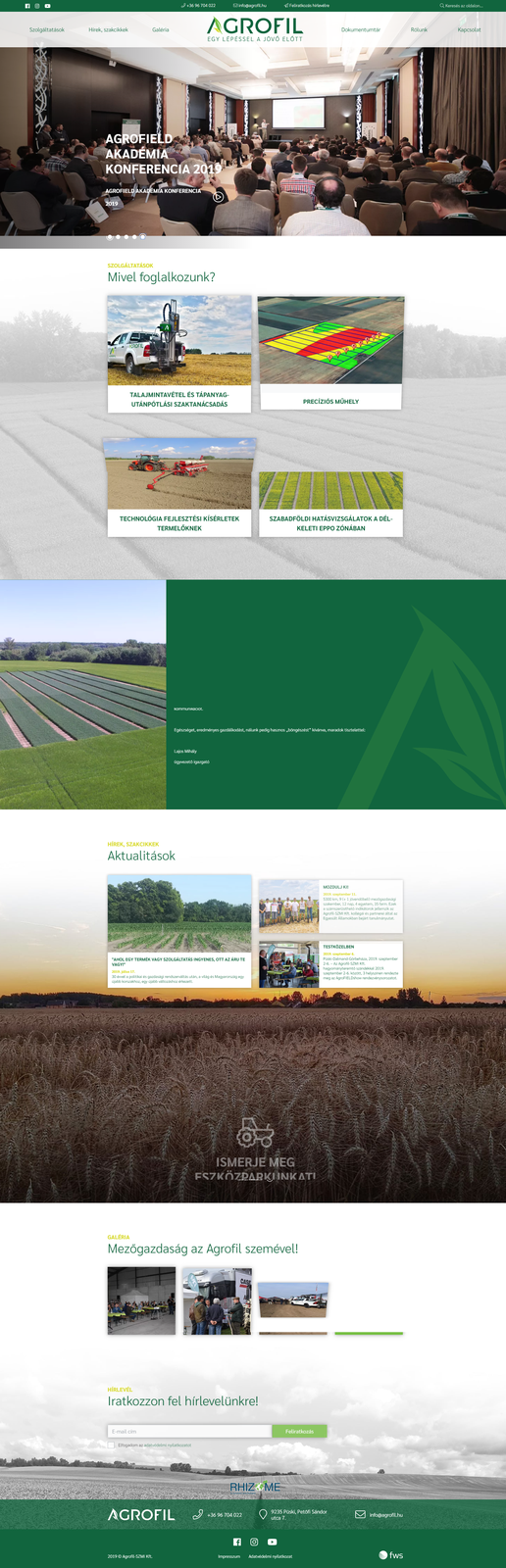 Agrofil - Mezőgazdasági kutatás és szaktanácsadás oldalról készített képernyőkép