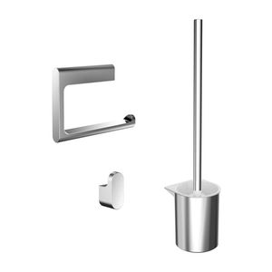 Emco Flow set chrom Toilettenpapierhalter ohne Deckel, Aufhänger, Toilettenbürste