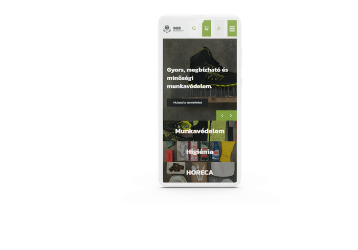 SGS Protection weboldalának mobil nézete