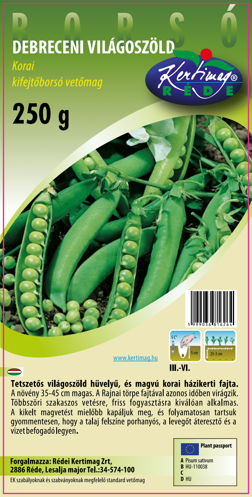 Kifejtőborsó  Debreceni világoszöld 250 g termék képe