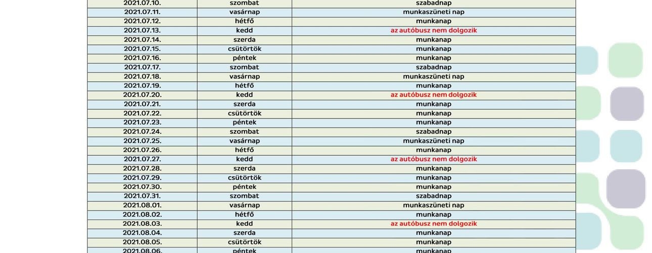 Menetrend az elektromos autóbuszhoz