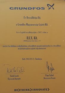 We are the supplier of the year at GRUNDFOS Magyarország Gyártó KFT.