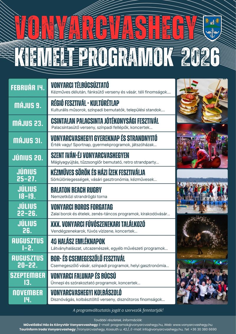 VONYARCVASHEGY KIEMELT PROGRAMOK 2026 szolgáltatás képe