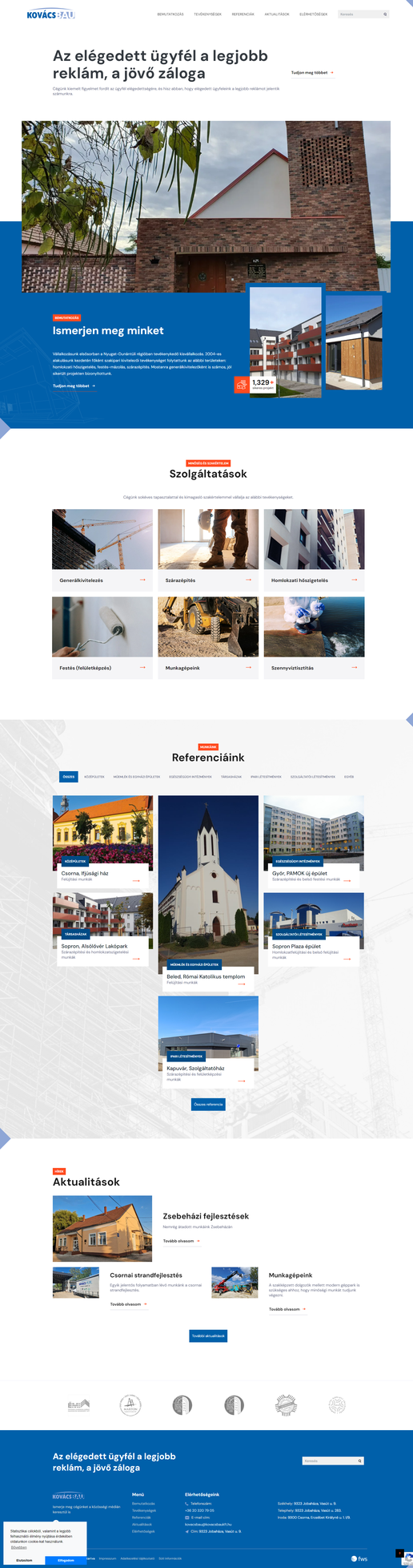 Kovács Bau - építőipari weboldal oldalról készített képernyőkép