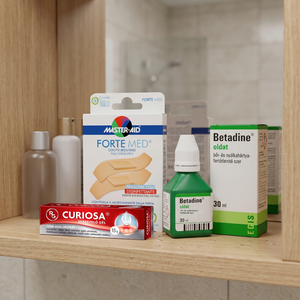 Sebkezelő csomag: Betadine oldat + Curiosa sebkezelő gél + vízálló sebtapasz (3x + 4db) termék kép