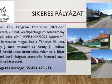 Bágyogszovát községben útburkolat felújítás és közúti csőáteresz építése a MFP-UHK/2021 kódszámú pályázati kiírás keretében.
