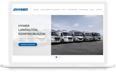 HYMER Magyarország weboldalának asztali nézete