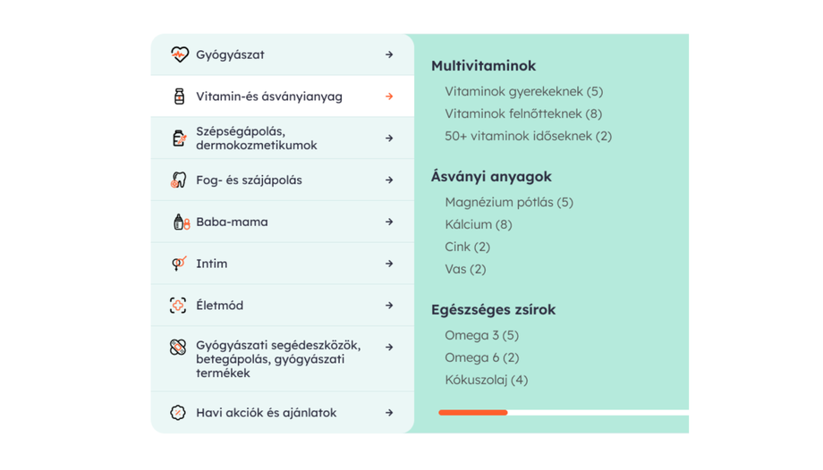 A szűrési lehetőségek célja a könnyű böngészés és célzott keresés támogatása.