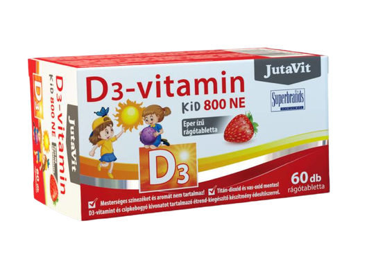 Jutavit KID D3 800NE rágótabletta eper (60x)