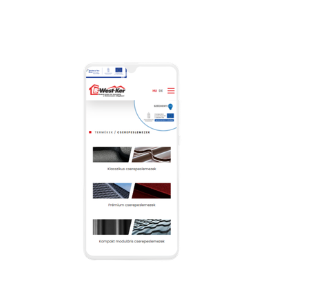 B-West-Ker Kft. weboldalának mobilos nézete