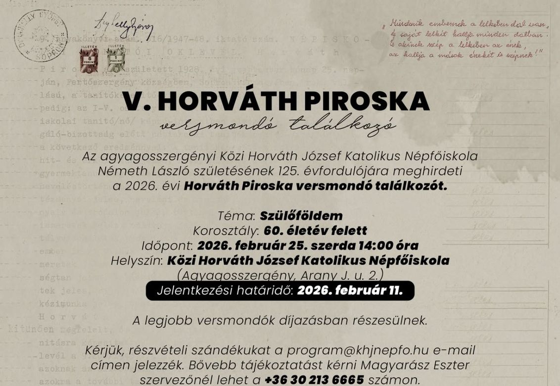 V. Horváth Piroska versmondó találkozó