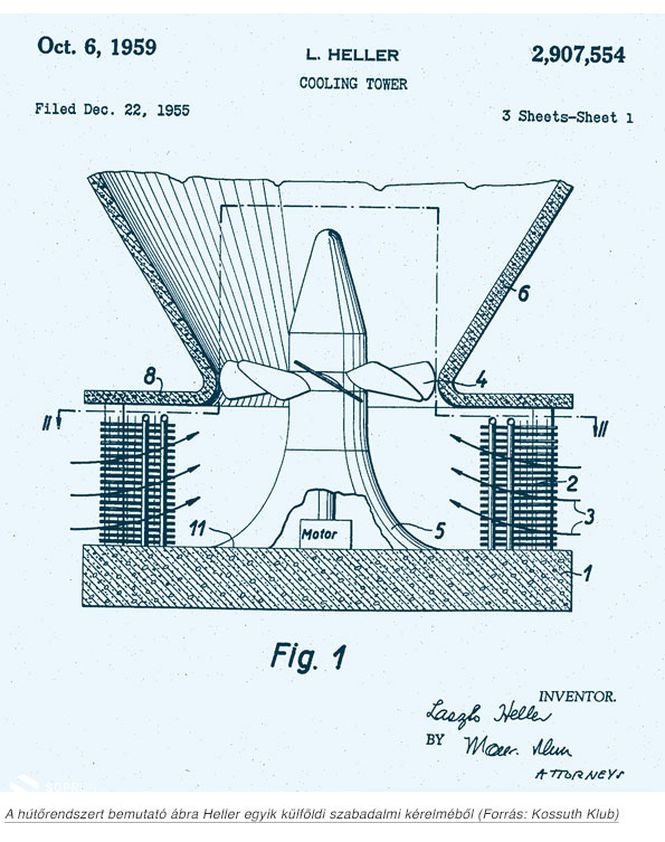 A hűtőrendszert bemutató ábra Heller egyik külföldi szabadalmi kérelméből