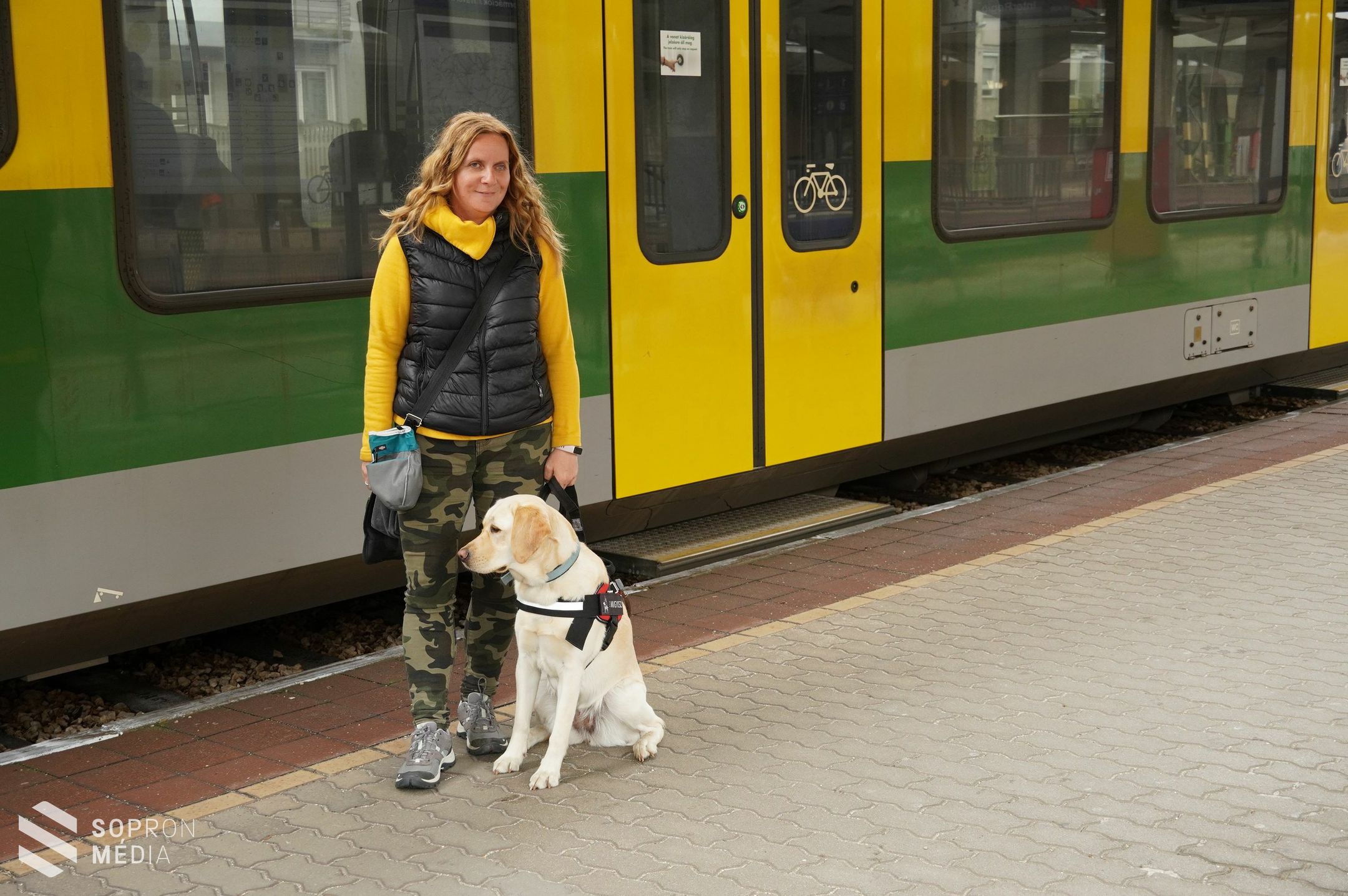 Sikeres közlekedésbiztonsági vizsgát tett Pálmai-Matis Mónika és Mézi, a vakvezető kutyája