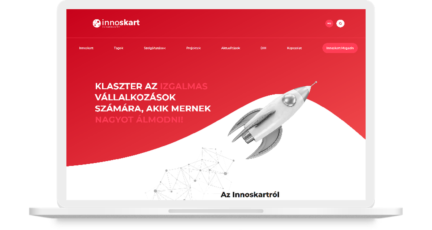 Innoskart Digitális Klaszter - sablon helyett egyedi weboldal weboldalának asztali nézete