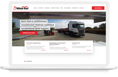 B-West-Ker Kft. weboldalának asztali nézete